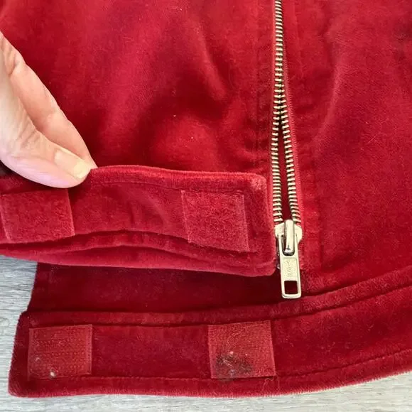 MODA International Velvet Moto Jacket Zip Up Vintage Style Red Sz 8 Lined - Picture 7 of 10
